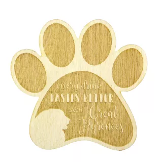 Pyrenean Mountain Dog, Great Pyrenees, Pyrenean Shepherd - Mug coaster, engraved coaster with dog, gift for dog lover by Art-Dog brand