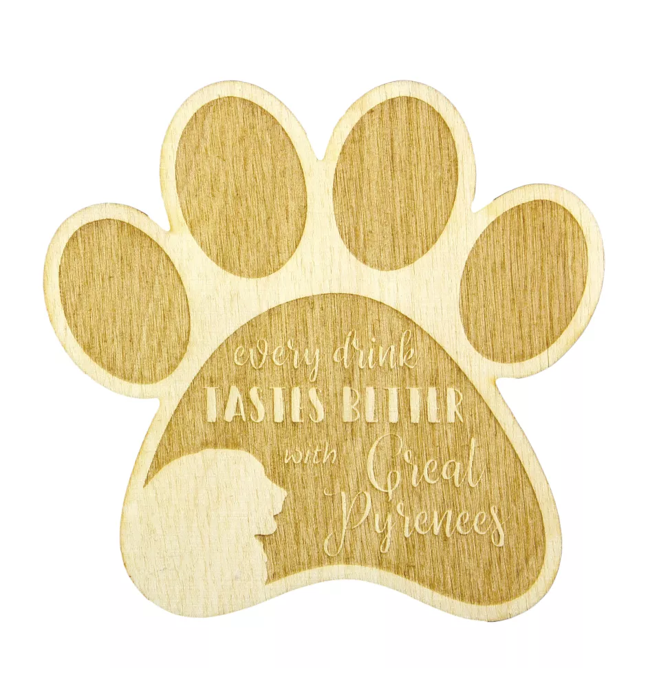 Pyrenäenberghund, Patou - Tasse Untersetzer, graviert Untersetzer mit Hund, Geschenk für Hundeliebhaber von Art-Dog Marke