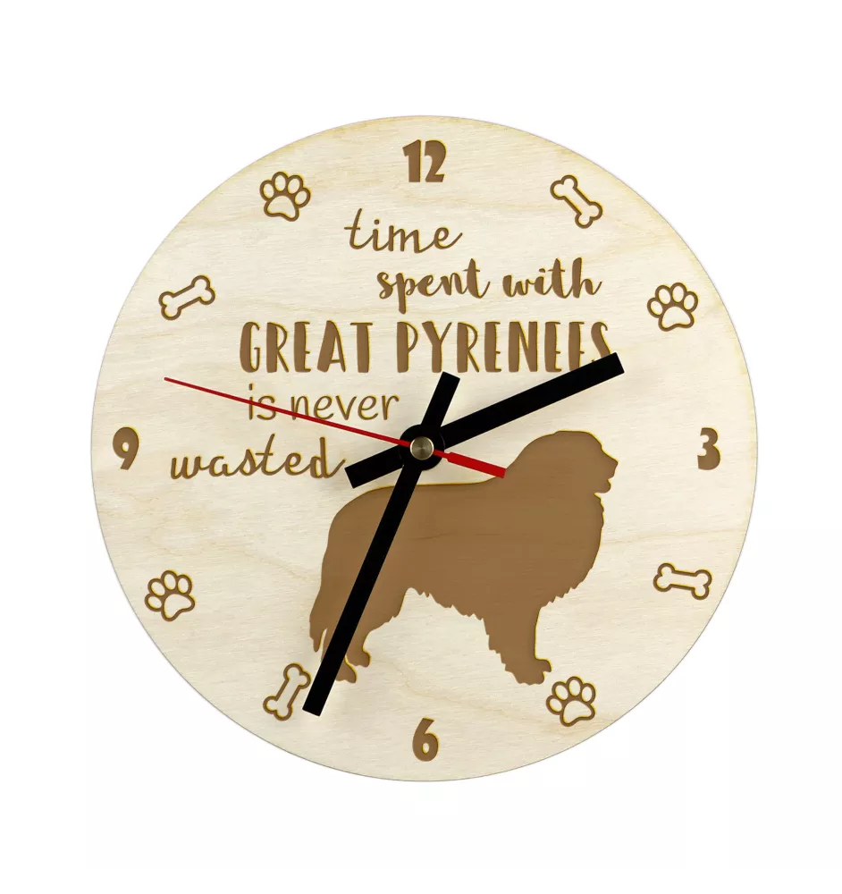 Chien de montagne des Pyrénées, Pastou, Patou - horloge avec chien, horloge en bois avec gravure, horloge personnalisée par Art-Dog