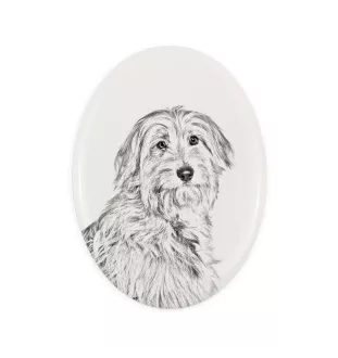 Pyrenaen-Hutehund, Pyrenäenschäferhund I - Gedenktafel mit einem Foto eines Hundes, Grabplatte mit Druck, personalisierte ovale Platte der Marke Art-Dog