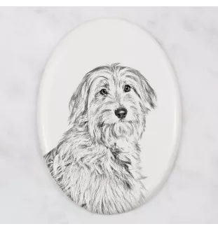 Pyrenaen-Hutehund, Pyrenäenschäferhund I - Gedenktafel mit einem Foto eines Hundes, Grabplatte mit Druck, personalisierte ovale Platte der Marke Art-Dog