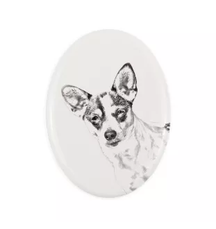 Rat Terrier, Ratting Terrier, Decker Giant - commemorative plaque with a photo of a dog, tombstone with a print, personalized oval plaque from the Art-Dog brand
