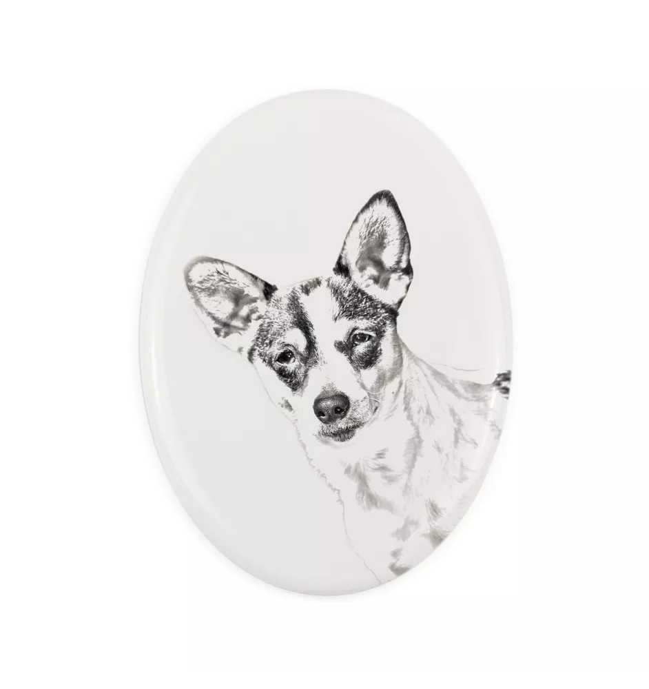 Rat Terrier, Ratting Terrier, Decker Giant - commemorative plaque with a photo of a dog, tombstone with a print, personalized oval plaque from the Art-Dog brand