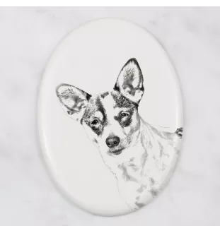 Rat Terrier - une plaque commémorative avec une photo de chien, une plaque funéraire avec une impression, une plaque ovale personnalisée de la marque Art-Dog