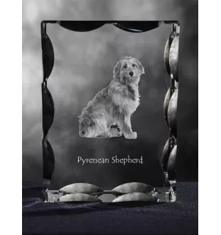 Pyrenean Sheepdog, Labri, Pyrenees Sheepdog - crystal with a picture of a dog, glass statuette with a picture, unique frame with a picture from Art-Dog brand