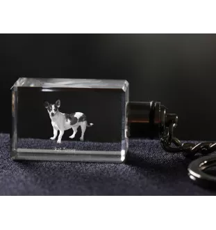 Rat Terrier, Ratting Terrier, Decker Giant - Crystal key ring with dog photo, illuminated key ring, unique gift by Art-Dog brand