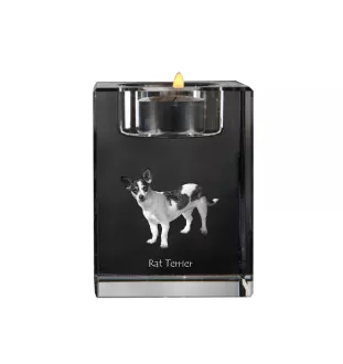 Rat Terrier, Ratting Terrier, Decker Giant - Candle holder with dog photo, crystal tealight holder, personalised gift by Art-Dog brand