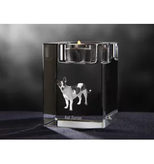 Rat Terrier - Bougeoir avec photo de chien, porte bougie en cristal, cadeau personnalisé par la marque Art-Dog