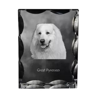 Pyrenean Mountain Dog, Great Pyrenees, Pyrenean Shepherd - crystal with a picture of a dog, glass statuette with a picture, unique frame with a picture from Art-Dog brand