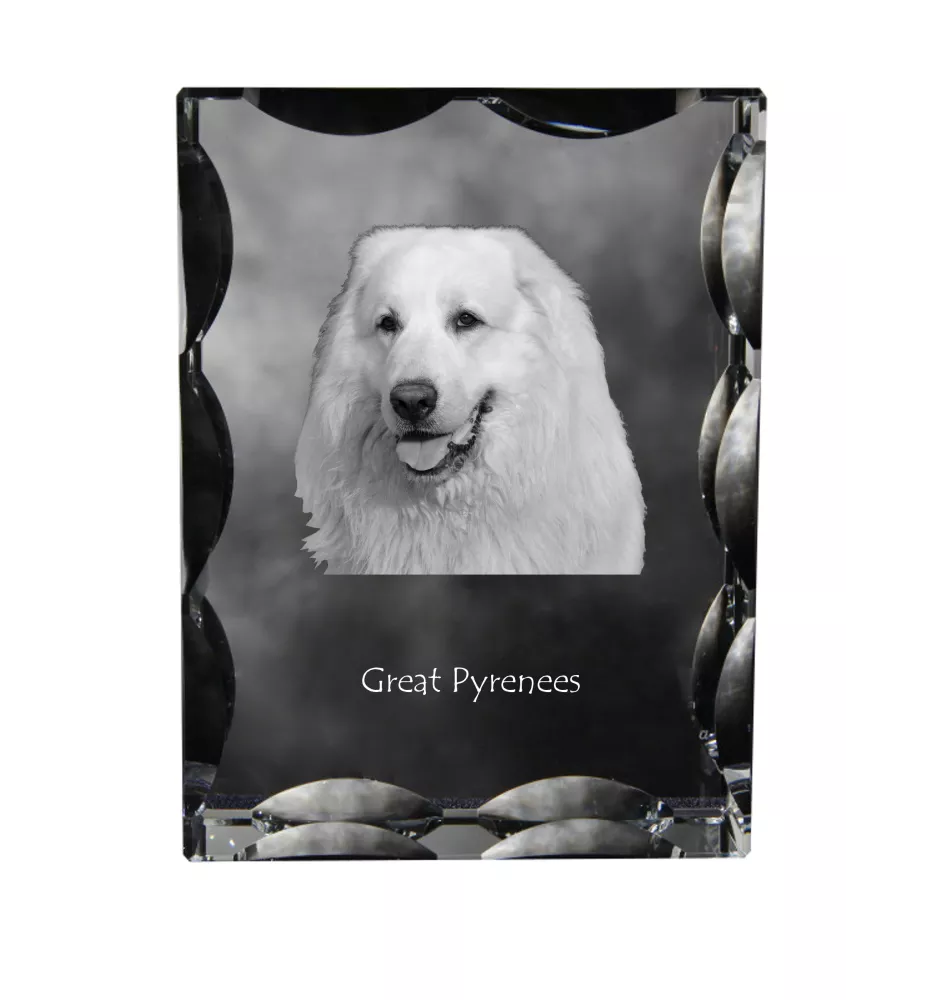 Chien de montagne des Pyrénées, Pastou, Patou - cristal avec photo de chien, statuette en verre avec photo, cadre exceptionnel avec photo de la marque Art-Dog