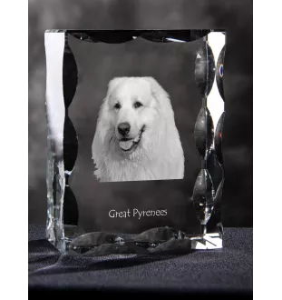 Pyrenean Mountain Dog, Great Pyrenees, Pyrenean Shepherd - crystal with a picture of a dog, glass statuette with a picture, unique frame with a picture from Art-Dog brand