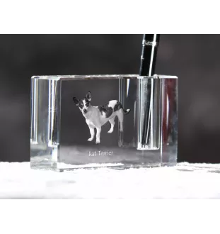 Rat Terrier - Porte-stylos, organiseur en cristal avec photo de chien, décoration de bureau unique par la marque Art-Dog