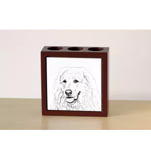 Pyrenäenberghund, Patou - Stifthalter mit Hund, Schreibtischorganizer mit Aufdruck, personalisierte Schreibtischdekoration der Marke Art-Dog