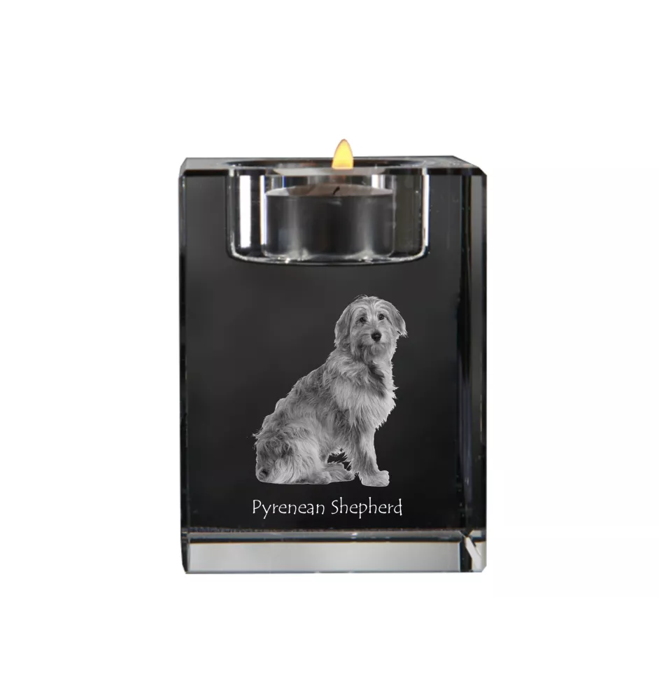 Pyrenaen-Hutehund, Pyrenäenschäferhund - Kerzenhalter mit Hundefoto, Teelichthalter aus Kristall, personalisiertes Geschenk der Marke Art-Dog