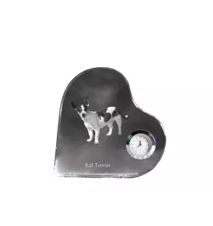 Rat Terrier, Ratting Terrier, Decker Giant - crystal clock with a dog picture, heart-shaped shelf clock, personalized standing clock by Art-Dog brand