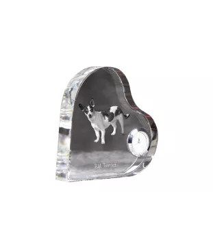 Rat Terrier, Ratting Terrier, Decker Giant - crystal clock with a dog picture, heart-shaped shelf clock, personalized standing clock by Art-Dog brand