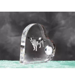 Rat Terrier, Ratting Terrier, Decker Giant - crystal clock with a dog picture, heart-shaped shelf clock, personalized standing clock by Art-Dog brand