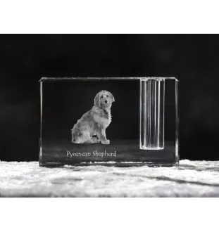 Pyrenean Sheepdog, Labri, Pyrenees Sheepdog - Pen stand, crystal organiser with dog photo, unique desk decoration by Art-Dog brand