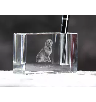 Chien de berger des Pyrénées - Porte-stylos, organiseur en cristal avec photo de chien, décoration de bureau unique par la marque Art-Dog