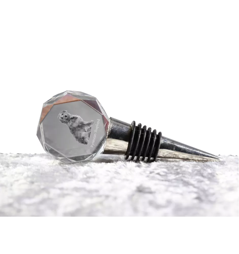 Pyrenean Sheepdog, Labri, Pyrenees Sheepdog - Bottle stopper, crystal wine stopper with photo, personalised gift for bartender by Art-Dog brand