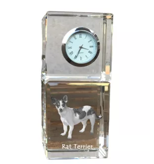 Rat Terrier - Kristalluhr mit Foto, Hundebild im Kristall, personalisierte Schreibtischuhr von Art-Dog.