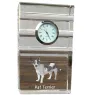 Rat Terrier, Ratting Terrier, Decker Giant - glass clock with a photo, photo of a dog in crystal, personalized standing office clock by Art-Dog brand