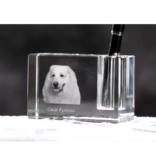 Pyrenean Mountain Dog, Great Pyrenees, Pyrenean Shepherd - Pen stand, crystal organiser with dog photo, unique desk decoration by Art-Dog brand