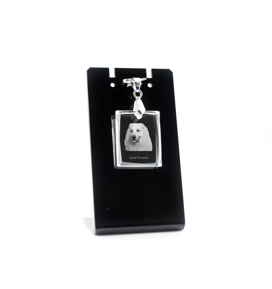Chien de montagne des Pyrénées, Pastou, Patou - Pendentif chien en cristal, collier photo, bijoux uniques par Art-Dog