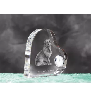 Pyrenaen-Hutehund, Pyrenäenschäferhund - Kristalluhr mit einem Hundebild, Herzregal-Uhr, personalisierte Standuhr der Marke Art-Dog
