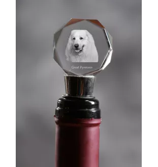 Chien de montagne des Pyrénées, Pastou, Patou - Bouchon de bouteille, bouchon de vin en cristal avec photo, cadeau personnalisé pour barman par la marque Art-Dog