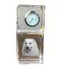 Chien de montagne des Pyrénées, Pastou, Patou - montre en cristal avec photo, photo de chien dans un cristal, horloge de bureau personnalisée de la marque Art-Dog