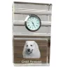 Pyrenäenberghund, Patou - Glasuhr mit Foto, Foto eines Hundes im Kristall, personalisierte Tischuhr für das Büro der Marke Art-Dog