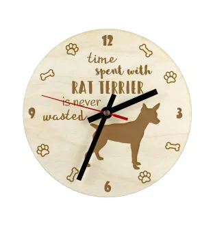 Rat Terrier, Ratting Terrier, Decker Giant - clock with a dog, wooden clock, wall clock for dog lovers, clock for desk and shelf, Art-Dog