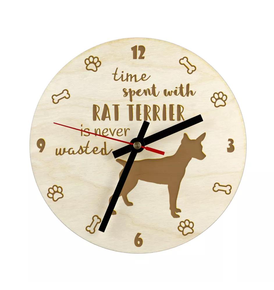 Rat Terrier, Ratting Terrier, Decker Giant - clock with a dog, wooden clock, wall clock for dog lovers, clock for desk and shelf, Art-Dog