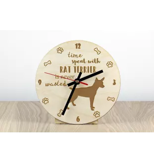 Rat Terrier, Ratting Terrier, Decker Giant - clock with a dog, wooden clock, wall clock for dog lovers, clock for desk and shelf, Art-Dog