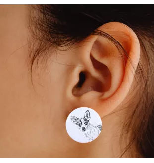 Rat Terrier - boucles d'oreilles uniques avec un chien, votre animal de compagnie sur un porte-clés, marque propre Art-Dog