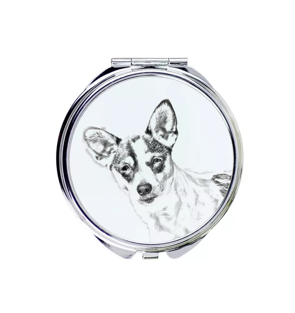 Rat Terrier - Taschenspiegel mit Hund, personalisierter Taschenspiegel, kompakter Spiegel mit Art-Dog-Logo