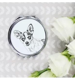 Rat Terrier - Taschenspiegel mit Hund, personalisierter Taschenspiegel, kompakter Spiegel mit Art-Dog-Logo