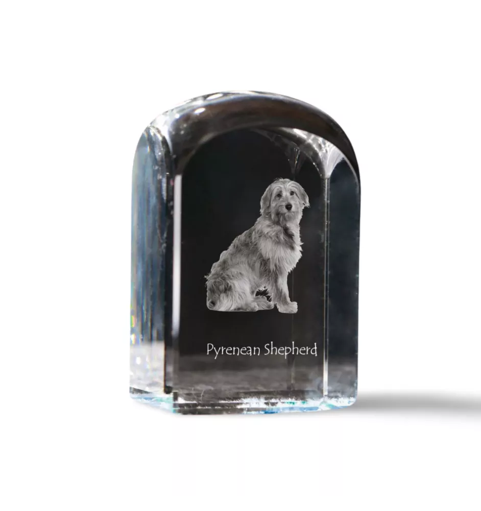 Pyrenaen-Hutehund, Pyrenäenschäferhund - Kristallwürfel mit Bild, Hundebild im Kristall, sechseckiger Papierclip von Art-Dog.