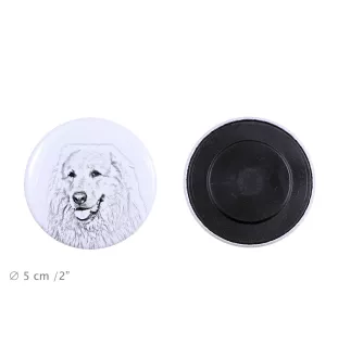 Pyrenäenberghund, Patou Magnet mit einem Hundepfotenabdruck, außergewöhnlich leicht, starker Magnet, handgefertigtes Produkt der Marke Art-Dog