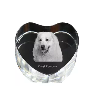 Pyrenean Mountain Dog, Great Pyrenees, Pyrenean Shepherd - a photo of a dog in crystal, crystal heart, unique photo frame from the Art-Dog brand