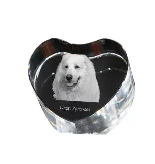 Chien de montagne des Pyrénées, Pastou, Patou - une photo de chien dans un cristal, un cœur en cristal, un cadre photo exceptionnel de la marque Art-Dog