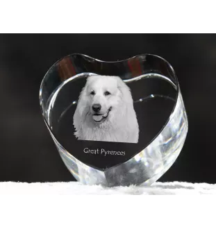 Chien de montagne des Pyrénées, Pastou, Patou - une photo de chien dans un cristal, un cœur en cristal, un cadre photo exceptionnel de la marque Art-Dog