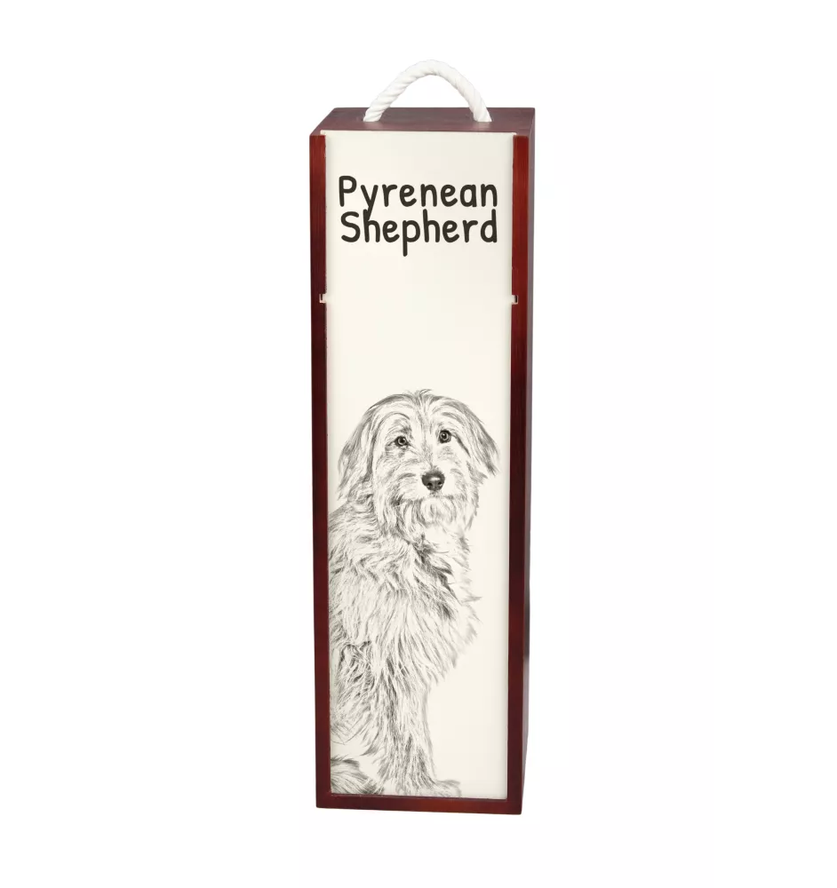 Chien de berger des Pyrénées I - boîte à vin avec chien, boîte à alcool avec graphisme, boîte cadeau personnalisée de la marque Art-Dog