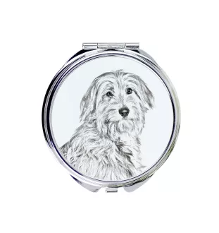 Pyrenaen-Hutehund, Pyrenäenschäferhund I - Taschenspiegel mit Hund, personalisierter Taschenspiegel, kompakter Spiegel mit Art-Dog-Logo
