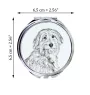 Pyrenaen-Hutehund, Pyrenäenschäferhund I - Taschenspiegel mit Hund, personalisierter Taschenspiegel, kompakter Spiegel mit Art-Dog-Logo