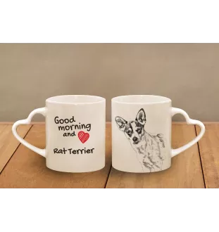 Rat Terrier - Tasse mit Hund, entzückende Tasse mit herzförmigem Henkel, universelles Geschenk der Marke Art-Dog