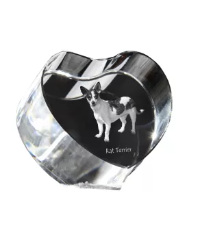 Rat Terrier, Ratting Terrier, Decker Giant - a photo of a dog in crystal, crystal heart, unique photo frame from the Art-Dog brand