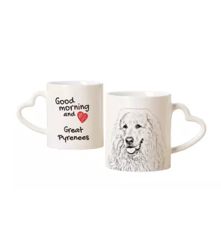 Pyrenean Mountain Dog, Great Pyrenees, Pyrenean Shepherd - cup with a dog, adorable cup with a heart-shaped handle, universal gift from the Art-Dog brand
