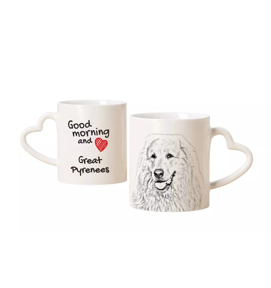 Pyrenean Mountain Dog, Great Pyrenees, Pyrenean Shepherd - cup with a dog, adorable cup with a heart-shaped handle, universal gift from the Art-Dog brand